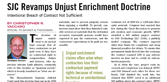 SJC Revamps Unjust Enrichment Doctrine