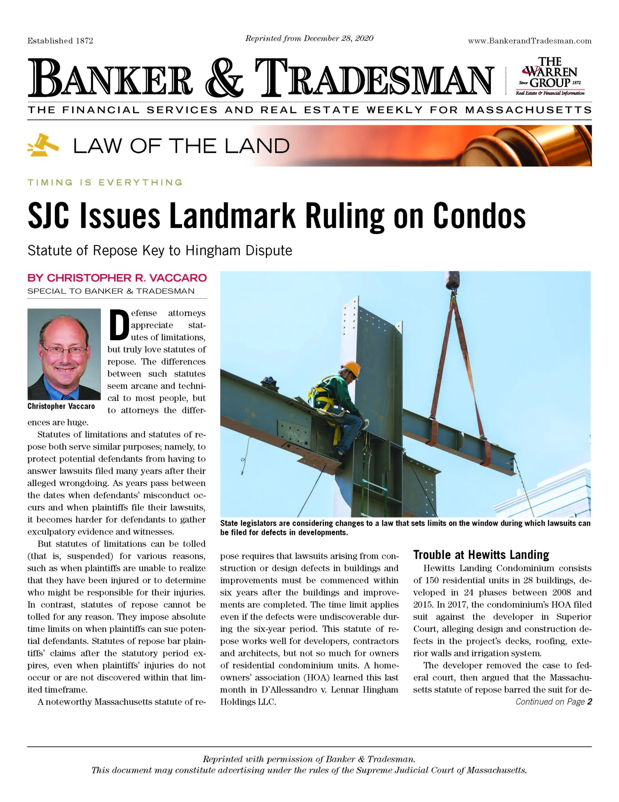 SJC Issues Landmark Ruling on Condos