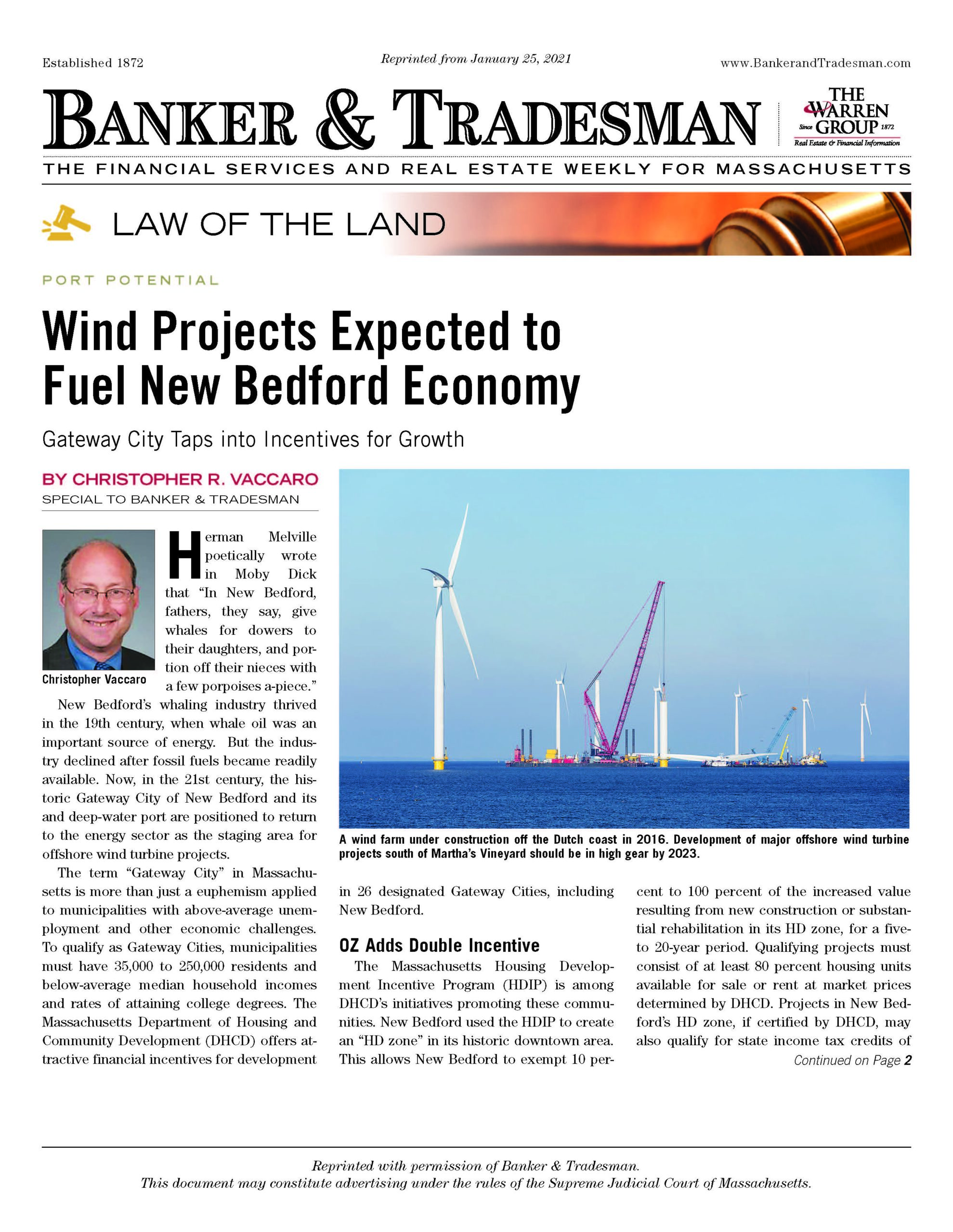 Wind Projects Expected to Fuel New Bedford Economy