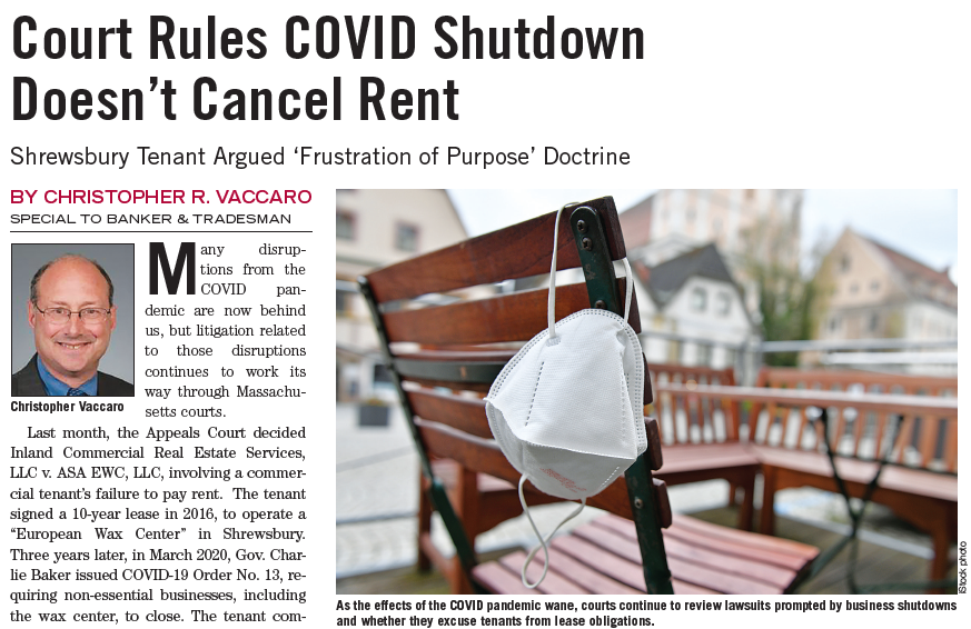 Court Rules COVID Shutdown Doesn’t Cancel Rent