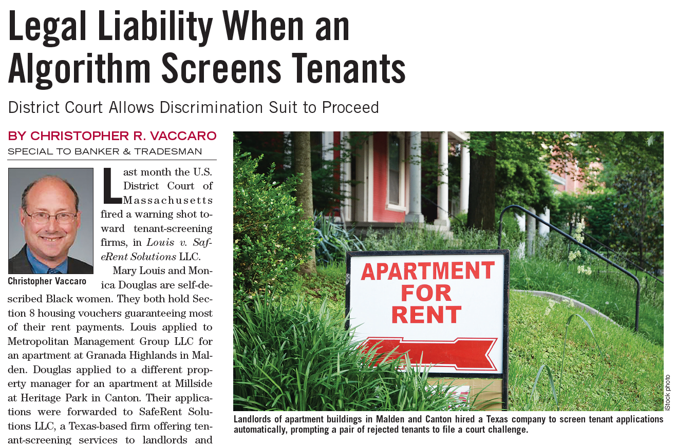 Legal Liability When an Algorithm Screens Tenants